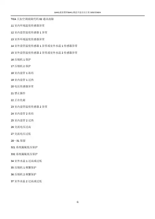 TICA_天加空调故障代码