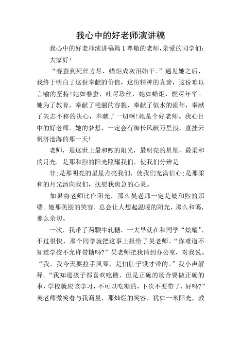 我心中的好老师演讲稿
