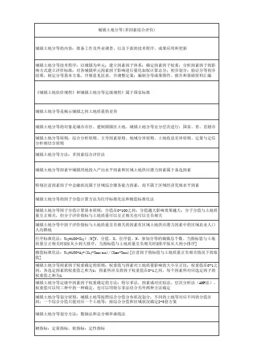 土地估价师-土地估价相关知识分等定级总结