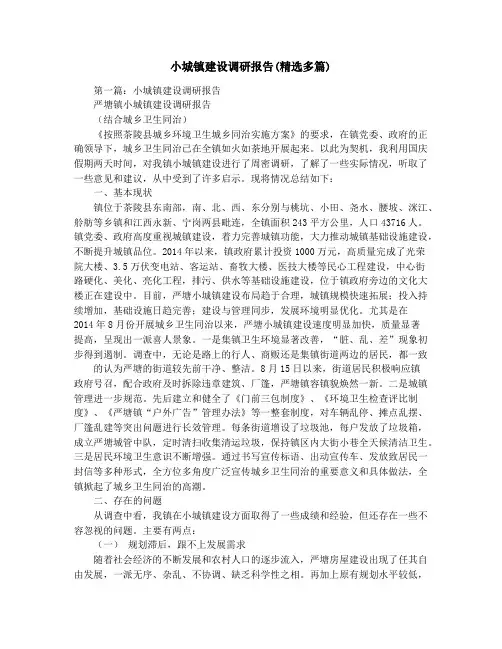 小城镇建设调研报告(精选多篇)