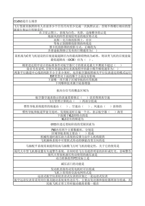 签派员考试精简题目