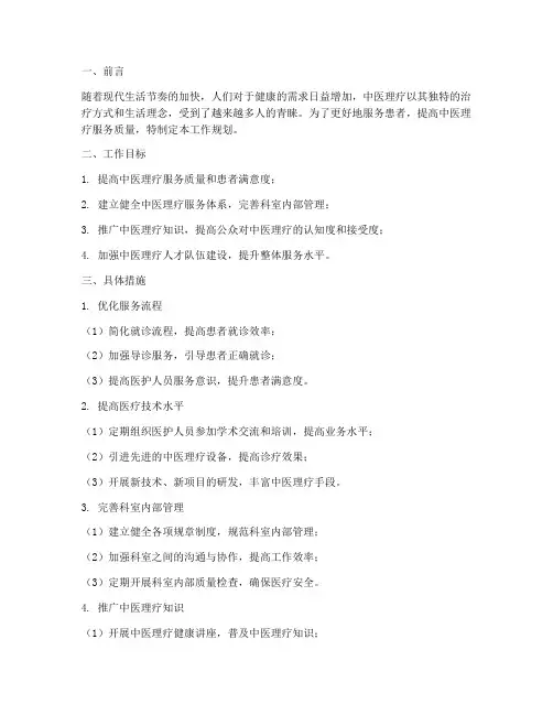 中医理疗工作规划
