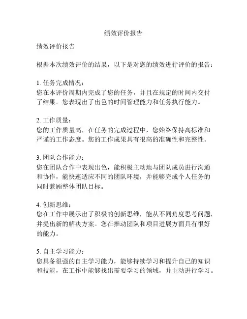绩效评价报告