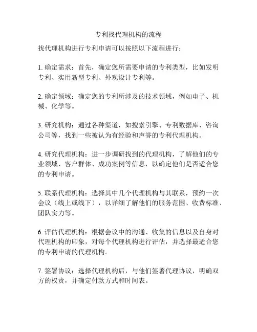 专利找代理机构的流程