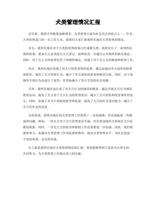 犬类管理情况汇报