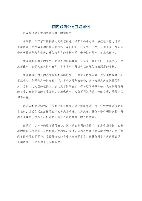 国内跨国公司并购案例