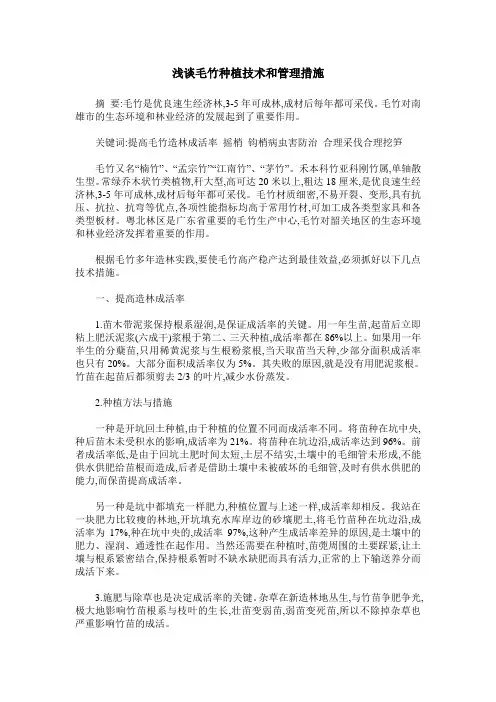 浅谈毛竹种植技术和管理措施
