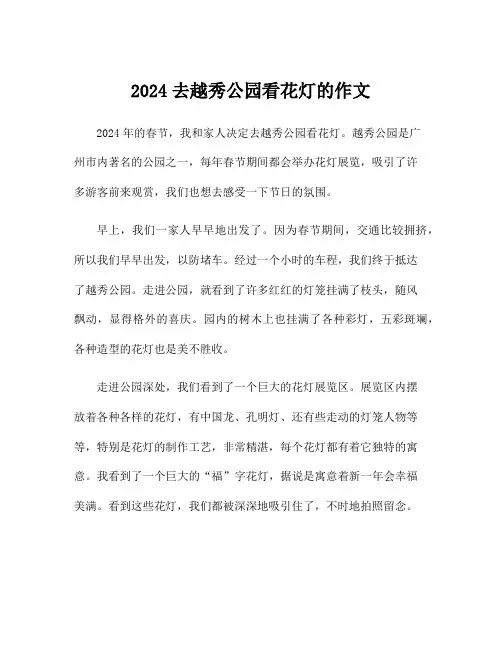 2024去越秀公园看花灯的作文