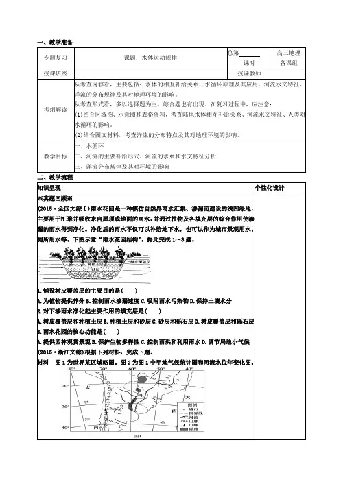 高三地理二轮复习专题水体运动规律