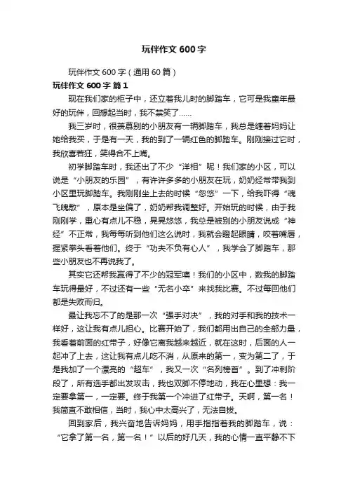 玩伴作文600字（通用60篇）