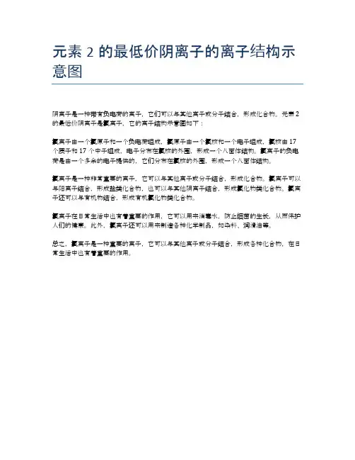 元素2的最低价阴离子的离子结构示意图