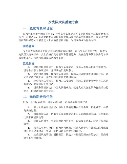 少先队大队委竞方案