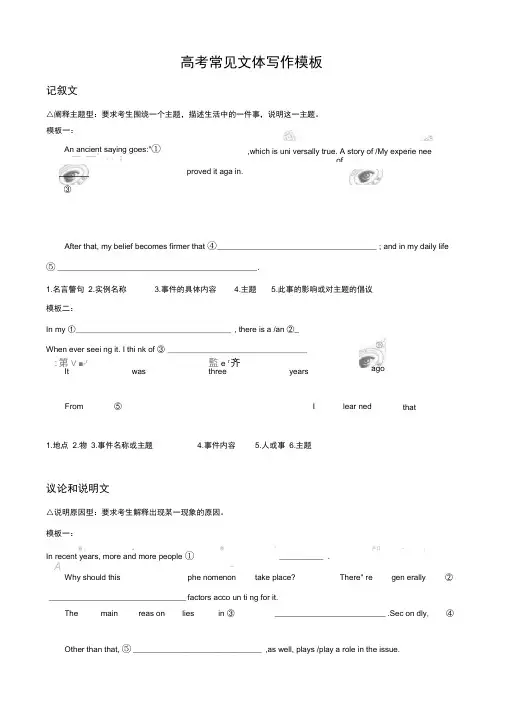 高中英语作文常见文体写作模板