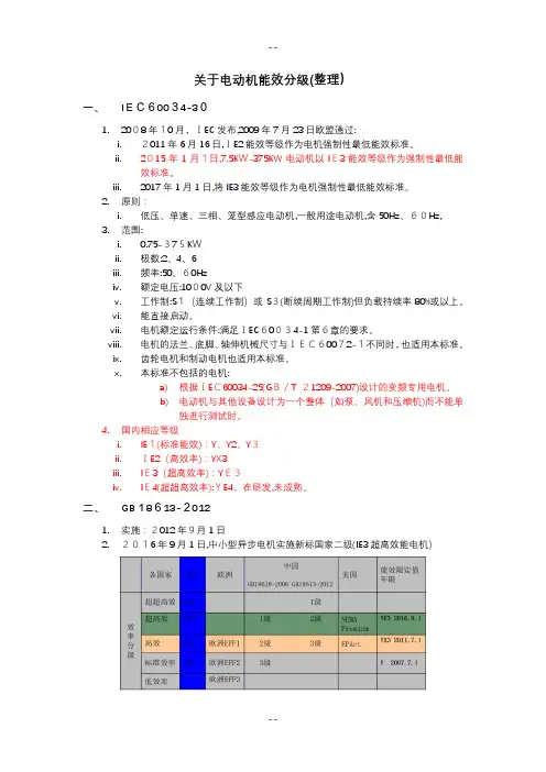 关于电动机能效分级(整理)