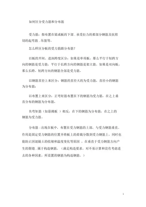 如何区分受力筋和分布筋