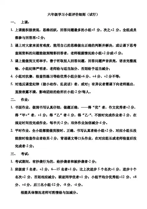 小组量化表