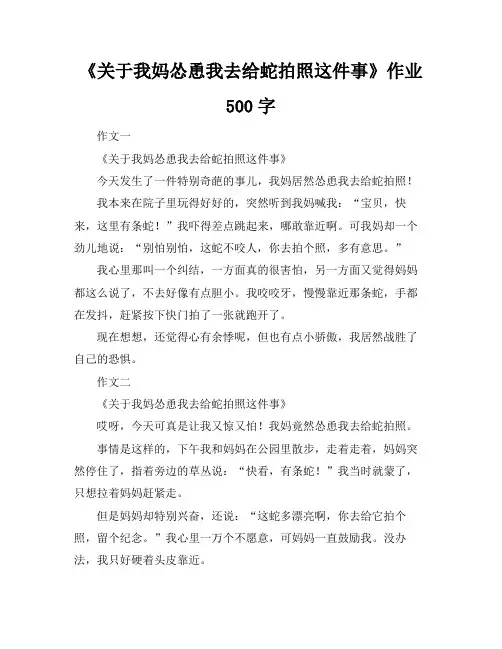 《关于我妈怂恿我去给蛇拍照这件事》作业500字