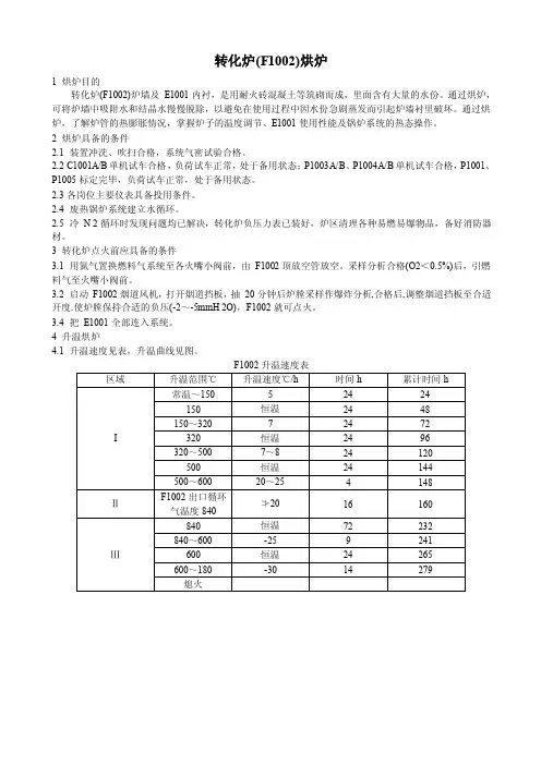 制氢转化炉烘炉