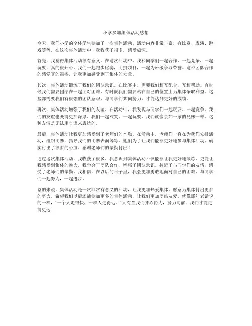 小学参加集体活动感想