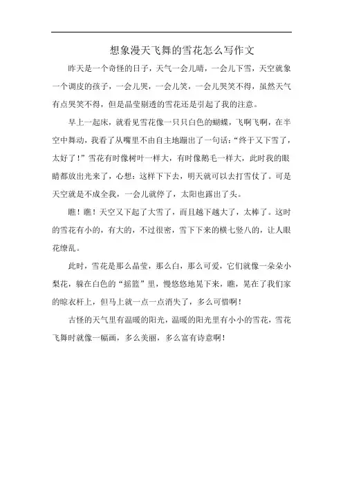 想象漫天飞舞的雪花怎么写作文
