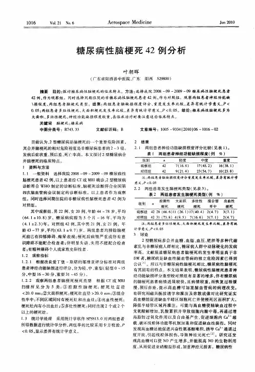 糖尿病性脑梗死42例分析