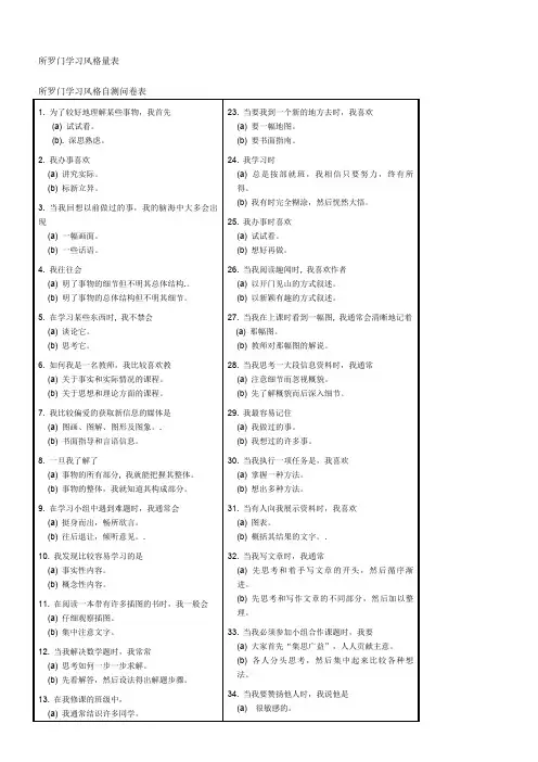 所罗门学习风格量表及分析