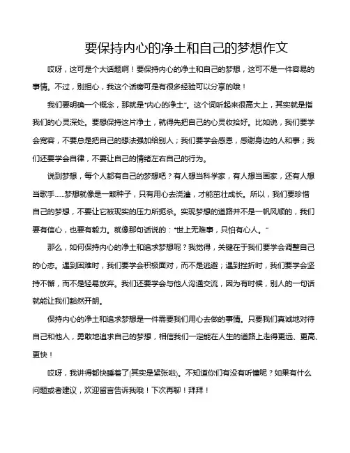 要保持内心的净土和自己的梦想作文