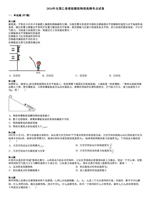 2024年全国乙卷理综模拟物理高频考点试卷