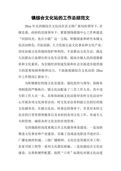 镇综合文化站的工作总结范文