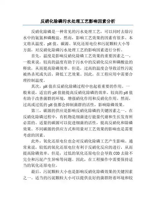 反硝化除磷污水处理工艺影响因素分析