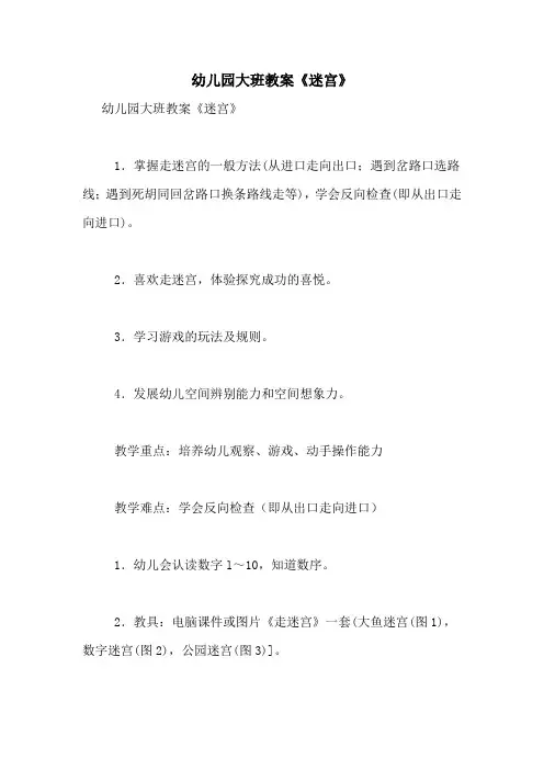 幼儿园大班教案《迷宫》