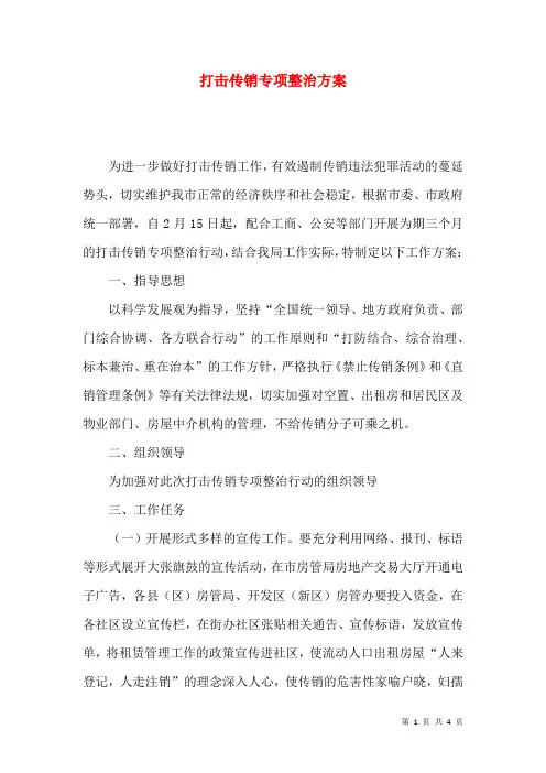 打击传销专项整治方案