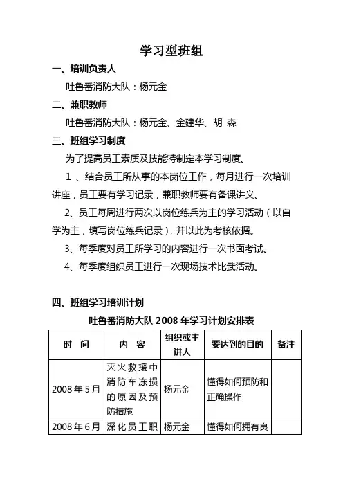 “五型”班组创建准备资料