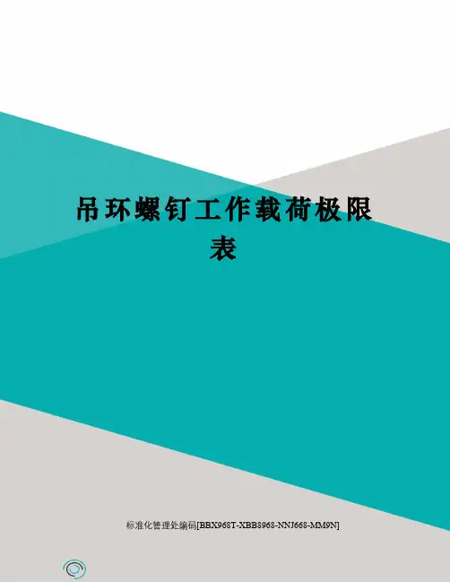 吊环螺钉工作载荷极限表
