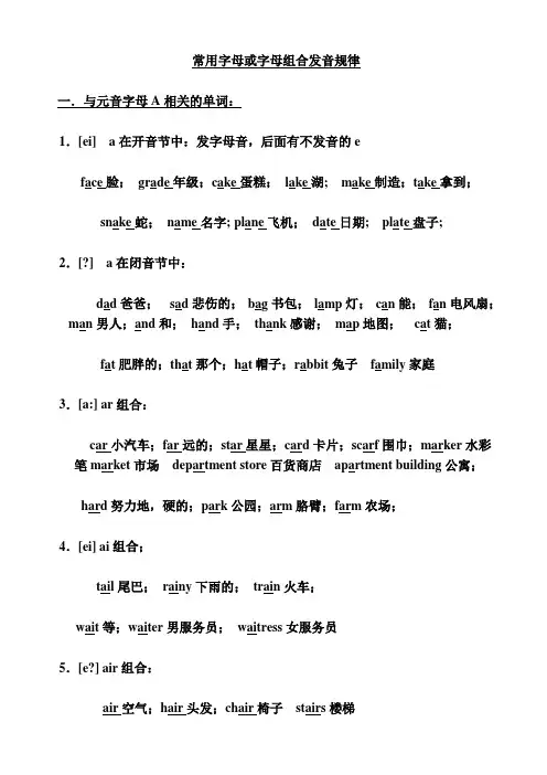 五个元音字母组合发音规律