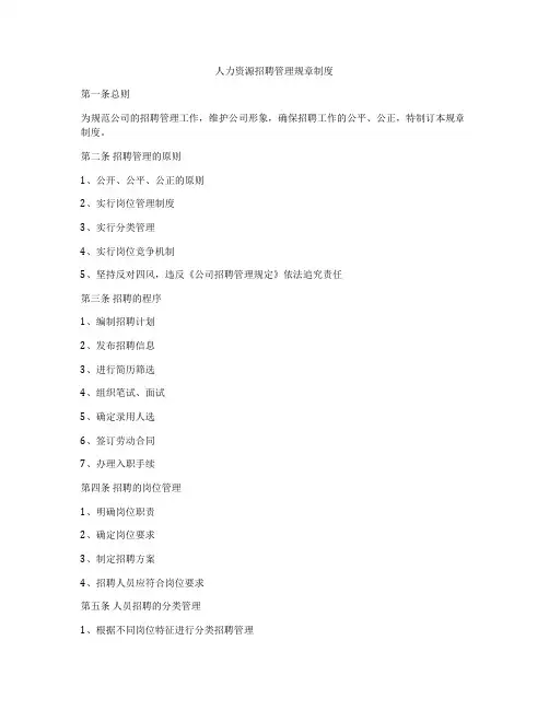 人力资源招聘管理规章制度