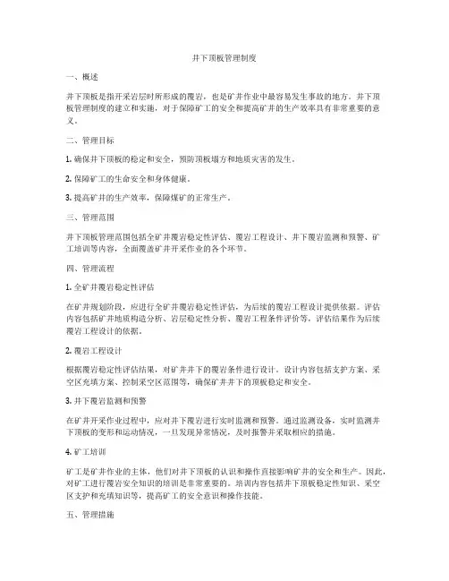 井下顶板管理制度