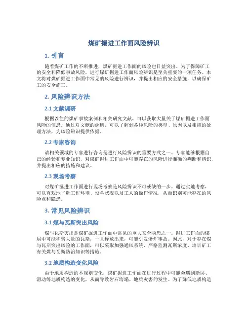 煤矿掘进工作面风险辨识