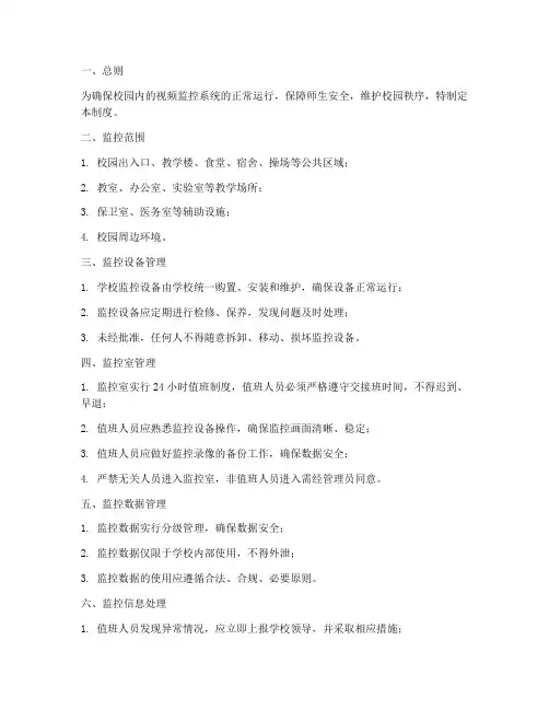 小学学校校园监控管理制度