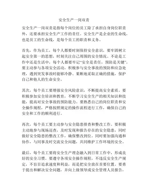 安全生产一岗双责