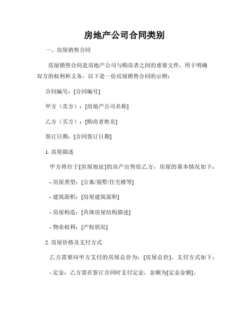 房地产公司合同类别