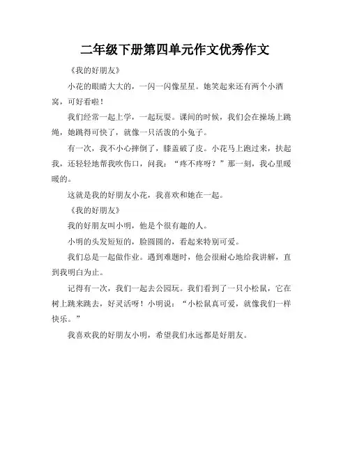 二年级下册第四单元作文优秀作文