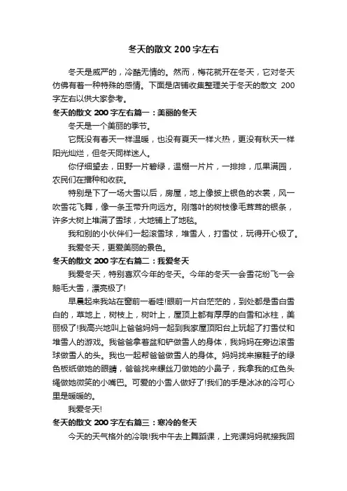 冬天的散文200字左右