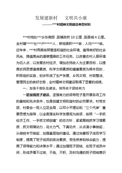 某某村精神文明创建材料