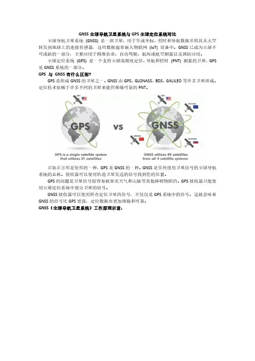 GNSS全球导航卫星系统与GPS全球定位系统对比