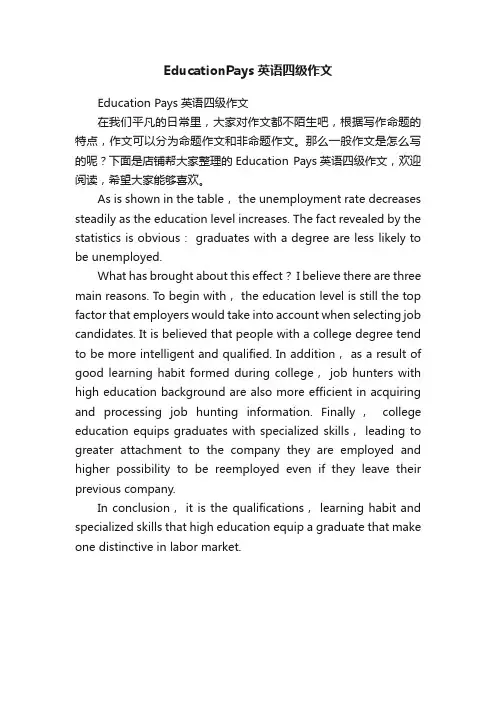 EducationPays英语四级作文