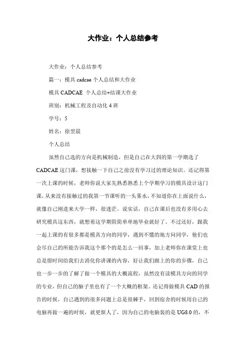 大作业：个人总结参考