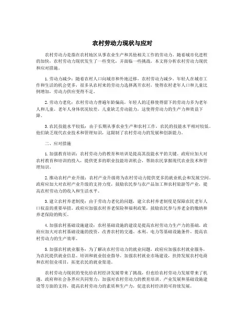 农村劳动力现状与应对