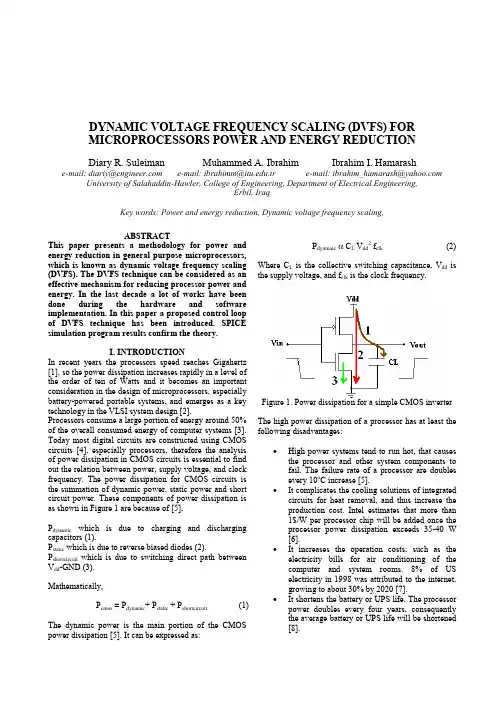 DYNAMIC VOLTAGE FREQUENCY SCALING (DVFS) FOR MICROPROCESSORS POWER AND ENERGY REDUCTION