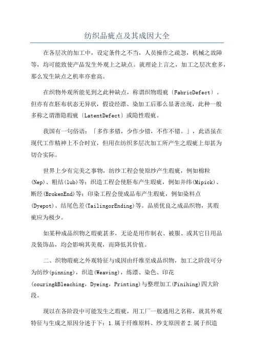 纺织品疵点及其成因大全